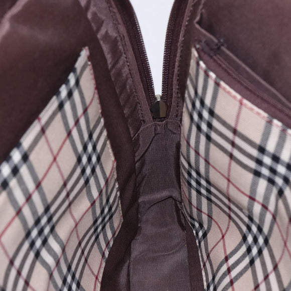 BURBERRY Hand Bag Leather Brown Silver Auth ka201