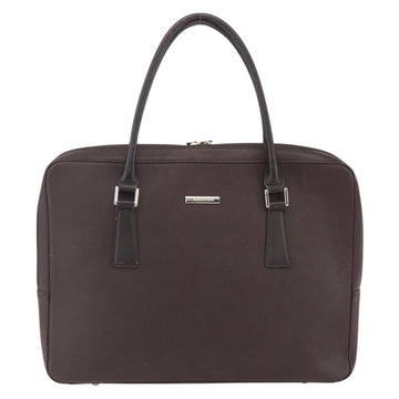 BURBERRY Hand Bag Leather Brown Silver Auth ka201 - 0