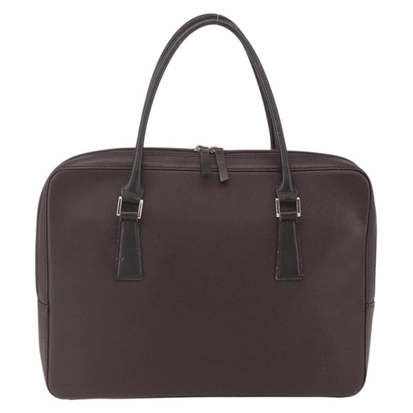 BURBERRY Hand Bag Leather Brown Silver Auth ka201