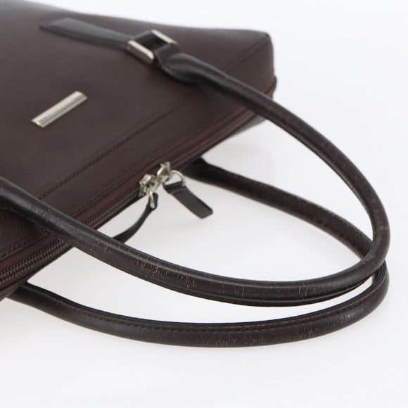 BURBERRY Hand Bag Leather Brown Silver Auth ka201