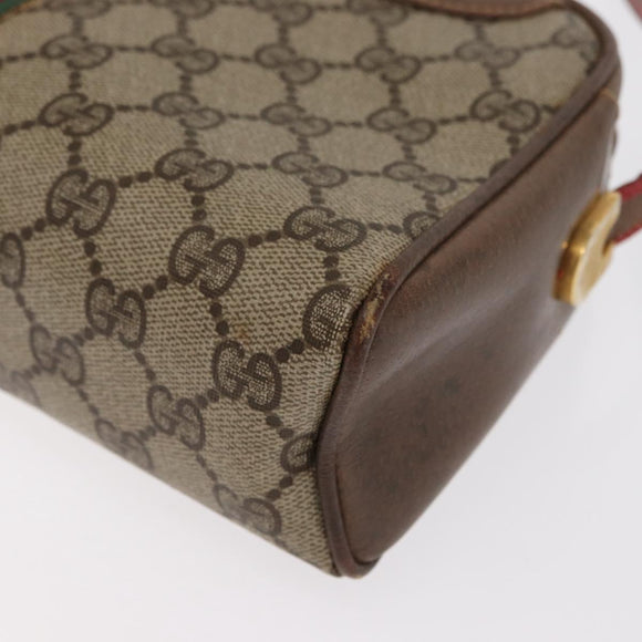 GUCCI GG Supreme Web Sherry Line Bag PVC Beige Gold 001 261 1086 Auth ka2010