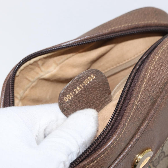 GUCCI GG Supreme Web Sherry Line Bag PVC Beige Gold 001 261 1086 Auth ka2010