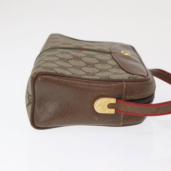 GUCCI GG Supreme Web Sherry Line Bag PVC Beige Gold 001 261 1086 Auth ka2010