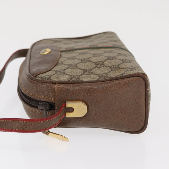 GUCCI GG Supreme Web Sherry Line Bag PVC Beige Gold 001 261 1086 Auth ka2010
