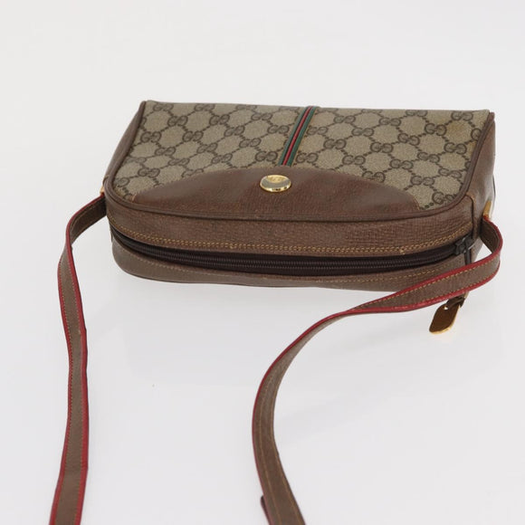GUCCI GG Supreme Web Sherry Line Bag PVC Beige Gold 001 261 1086 Auth ka2010