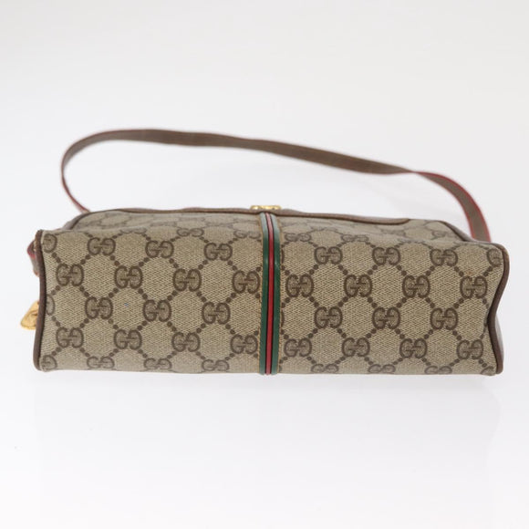 GUCCI GG Supreme Web Sherry Line Bag PVC Beige Gold 001 261 1086 Auth ka2010