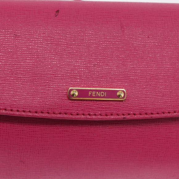 FENDI Shoulder Bag Leather 2way Pink Gold Auth ka2012