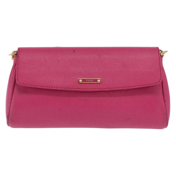 FENDI Shoulder Bag Leather 2way Pink Gold Auth ka2012