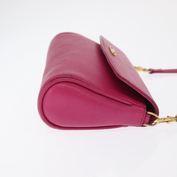 FENDI Shoulder Bag Leather 2way Pink Gold Auth ka2012