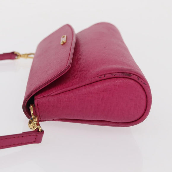 FENDI Shoulder Bag Leather 2way Pink Gold Auth ka2012