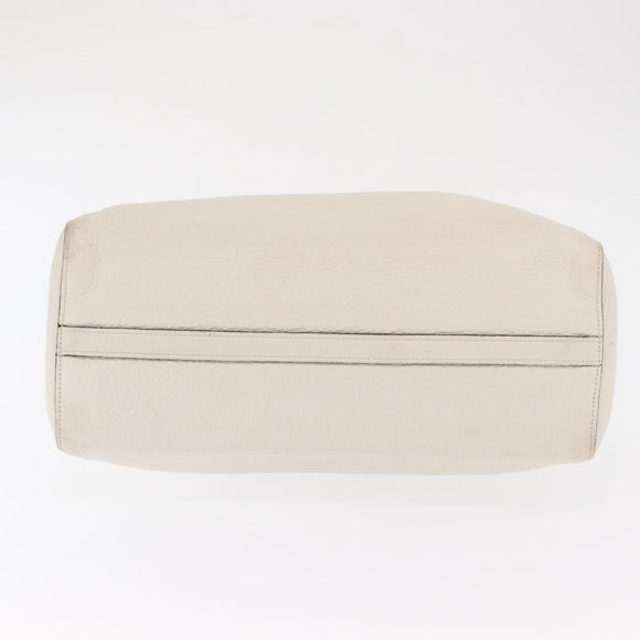 PRADA Hand Bag Leather White Gold Auth ka2014