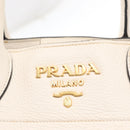 PRADA Hand Bag Leather White Gold Auth ka2014-18