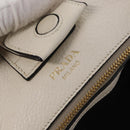 PRADA Hand Bag Leather White Gold Auth ka2014-10
