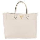 PRADA Hand Bag Leather White Gold Auth ka2014-13