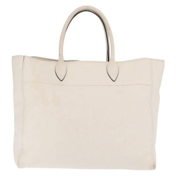 PRADA Hand Bag Leather White Gold Auth ka2014