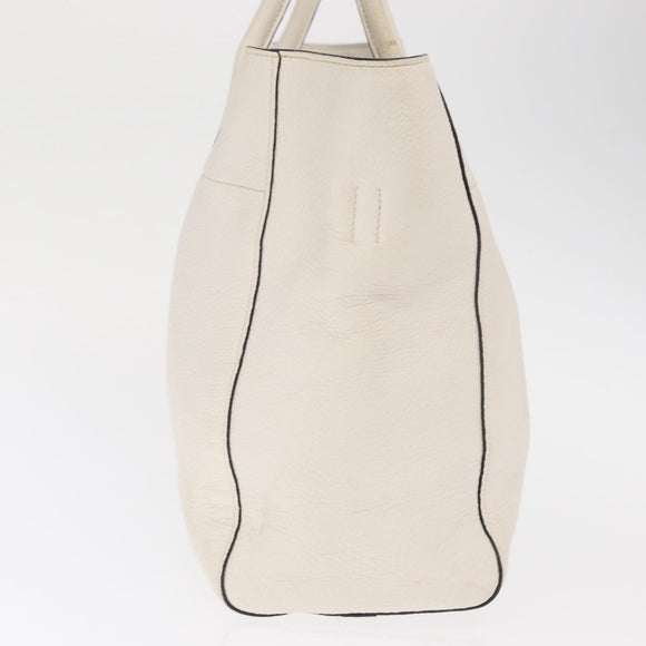PRADA Hand Bag Leather White Gold Auth ka2014