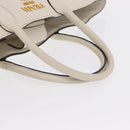 PRADA Hand Bag Leather White Gold Auth ka2014-8