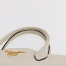 PRADA Hand Bag Leather White Gold Auth ka2014-14