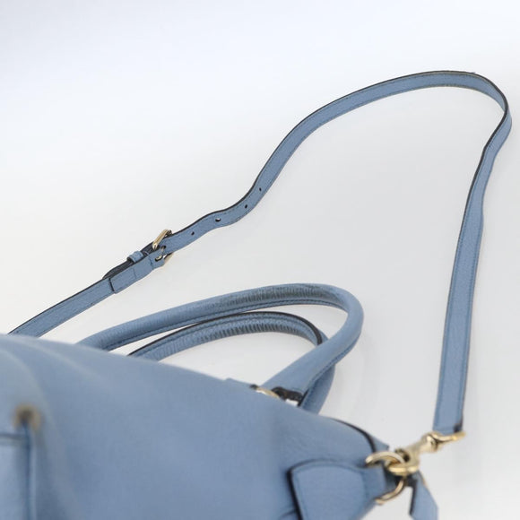 GUCCI Hand Bag Leather 2way Light Blue Gold 449651 Auth ka2016