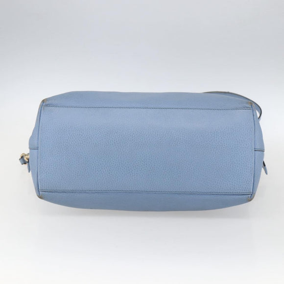 GUCCI Hand Bag Leather 2way Light Blue Gold 449651 Auth ka2016