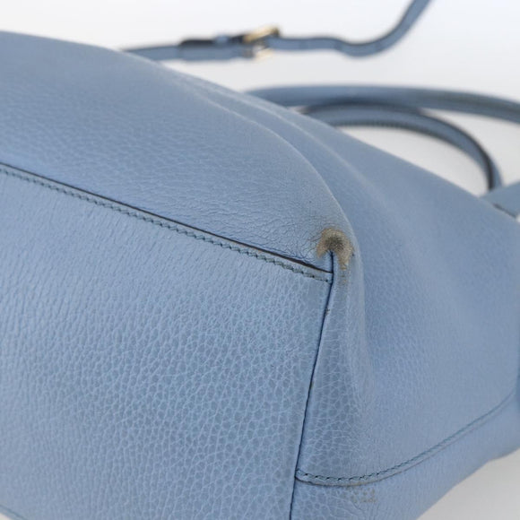 GUCCI Hand Bag Leather 2way Light Blue Gold 449651 Auth ka2016