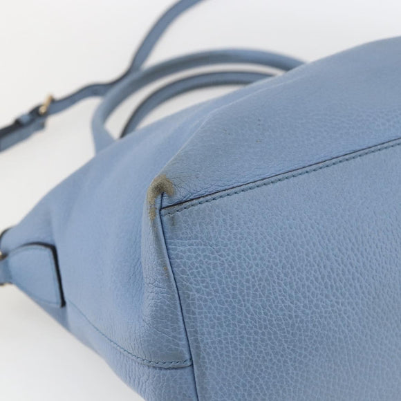 GUCCI Hand Bag Leather 2way Light Blue Gold 449651 Auth ka2016