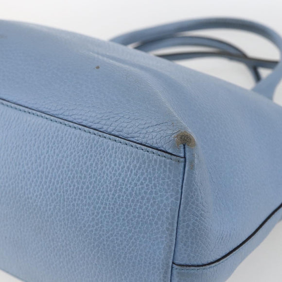 GUCCI Hand Bag Leather 2way Light Blue Gold 449651 Auth ka2016