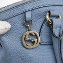 GUCCI Hand Bag Leather 2way Light Blue Gold 449651 Auth ka2016-19