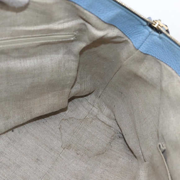 GUCCI Hand Bag Leather 2way Light Blue Gold 449651 Auth ka2016