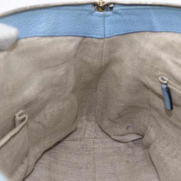GUCCI Hand Bag Leather 2way Light Blue Gold 449651 Auth ka2016