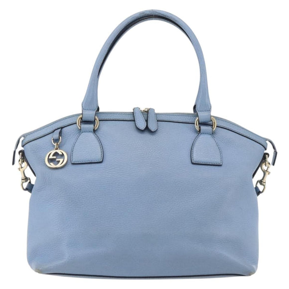 GUCCI Hand Bag Leather 2way Light Blue Gold 449651 Auth ka2016