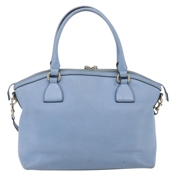 GUCCI Hand Bag Leather 2way Light Blue Gold 449651 Auth ka2016