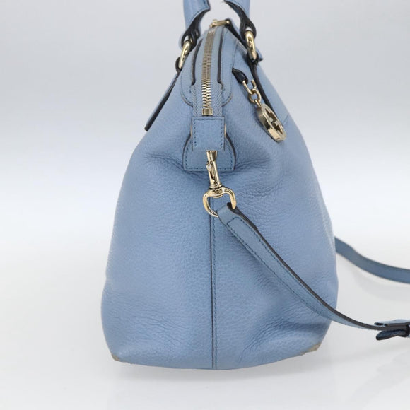 GUCCI Hand Bag Leather 2way Light Blue Gold 449651 Auth ka2016