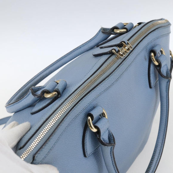 GUCCI Hand Bag Leather 2way Light Blue Gold 449651 Auth ka2016