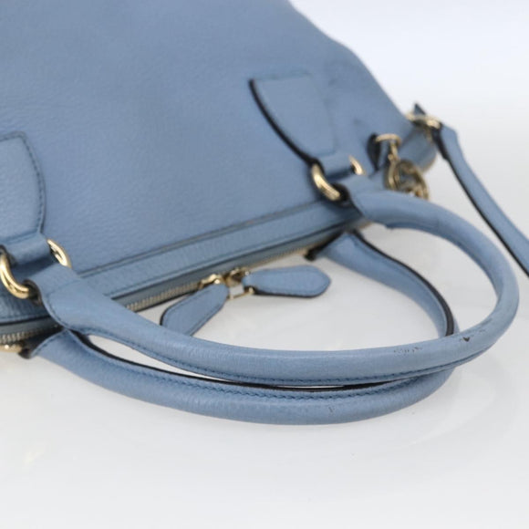 GUCCI Hand Bag Leather 2way Light Blue Gold 449651 Auth ka2016
