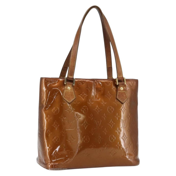 LOUIS VUITTON Monogram Vernis Houston Hand Bag Bronze M91122 LV Auth ka2018