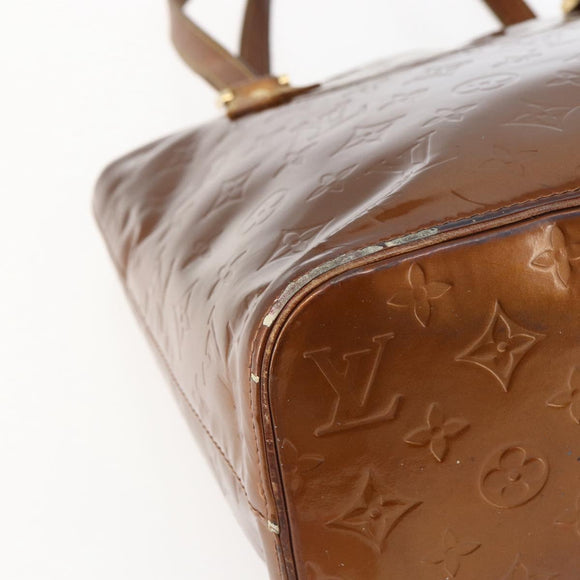 LOUIS VUITTON Monogram Vernis Houston Hand Bag Bronze M91122 LV Auth ka2018
