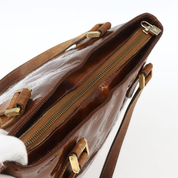 LOUIS VUITTON Monogram Vernis Houston Hand Bag Bronze M91122 LV Auth ka2018