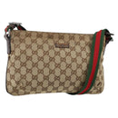 GUCCI GG Canvas Sherry Line Shoulder Bag Beige Silver 189749 Auth ka202-1