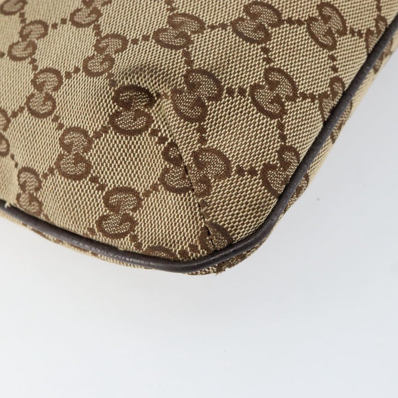 GUCCI GG Canvas Sherry Line Shoulder Bag Beige Silver 189749 Auth ka202