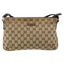 GUCCI GG Canvas Sherry Line Shoulder Bag Beige Silver 189749 Auth ka202-13