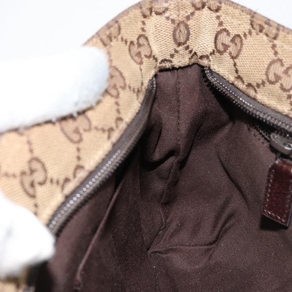 GUCCI GG Canvas Sherry Line Shoulder Bag Beige Silver 189749 Auth ka202