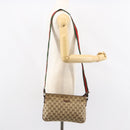 GUCCI GG Canvas Sherry Line Shoulder Bag Beige Silver 189749 Auth ka202-24