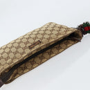 GUCCI GG Canvas Sherry Line Shoulder Bag Beige Silver 189749 Auth ka202-6