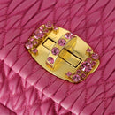 Miu Miu Matelasse Chain Shoulder Bag Leather 2way Pink Gold Auth ka2027V-20