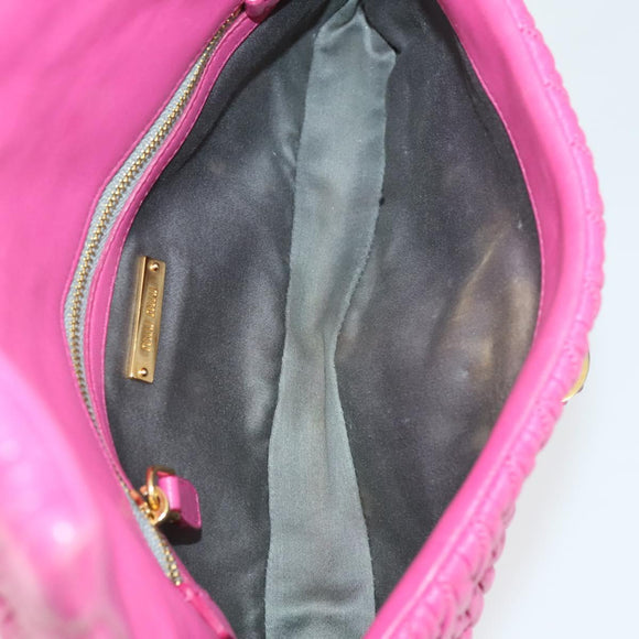 Miu Miu Matelasse Chain Shoulder Bag Leather 2way Pink Gold Auth ka2027V
