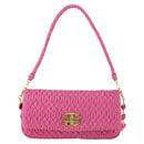 Miu Miu Matelasse Chain Shoulder Bag Leather 2way Pink Gold Auth ka2027V-13