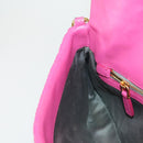 Miu Miu Matelasse Chain Shoulder Bag Leather 2way Pink Gold Auth ka2027V-23