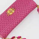 Miu Miu Matelasse Chain Shoulder Bag Leather 2way Pink Gold Auth ka2027V-14