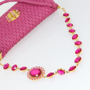 Miu Miu Matelasse Chain Shoulder Bag Leather 2way Pink Gold Auth ka2027V-6